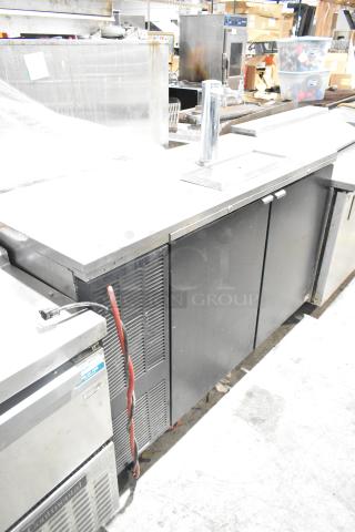 Perlick DS60BLT stainless steel commercial kegerator with beer tower, 115V, 1 phase. Features dual draft taps.