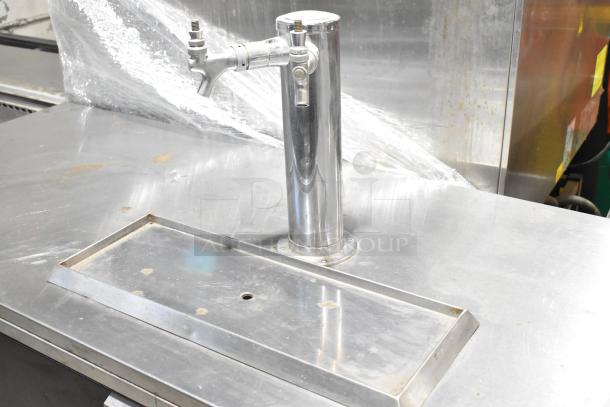 Perlick DS60BLT stainless steel commercial kegerator with beer tower, 115 volts, 1 phase. Slight surface wear.