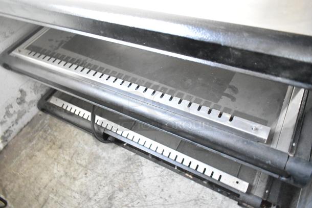 Hatco GR2SDH-36D metal commercial countertop Glo-Ray double shelf merchandiser. Used condition. 120/208-240V, 1 phase.