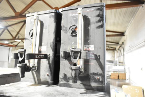 2016 Bunn DUAL SH stainless steel coffee machine with hot water dispenser, 4 server satellites, 2 brew baskets.