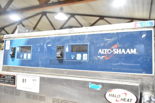 Alto Shaam 1000-UP/P commercial holding/proofing cabinet, stainless steel, window doors, 120V, controls visible.