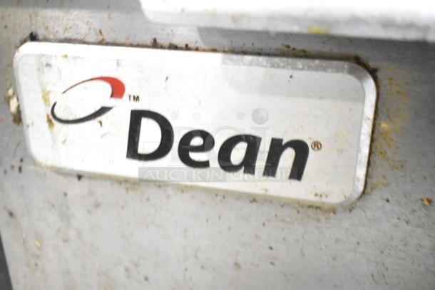 Dean SCFHD250GNC stainless steel commercial 2-bay deep fat fryer, natural gas powered, 100,000 BTU, brand logo visible.