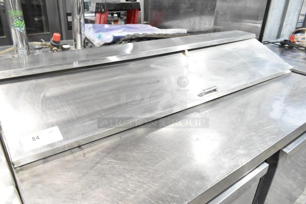 Continental BW60-16 stainless steel prep table, commercial casters, mega top, model BW60-16, 115V, 1 phase, label "84 QTY 1".