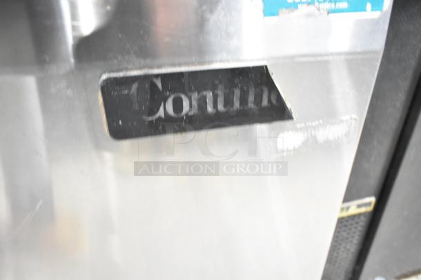 Continental BW60-16 Stainless Steel Sandwich Prep Table with Mega Top, 115V, commercial casters shown, brand logo visible.