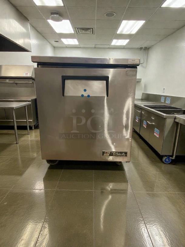True TUC-27-LP undercounter refrigerator, stainless steel, tested, fully working, 115V, single phase, near mint condition.