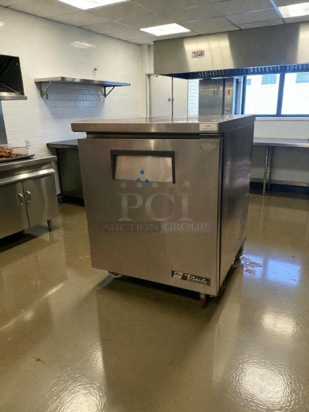 True TUC-27-LP Undercounter Refrigerator in refined condition. Stainless steel, 115V, single phase, fully tested, True Manufacturing.