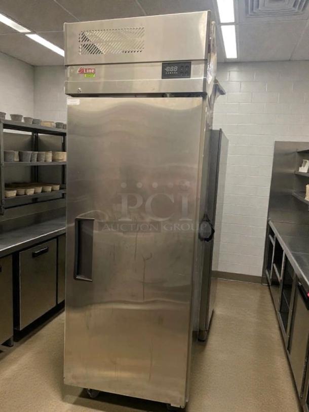 Turbo Air EF24-1-N-V reach-in freezer, stainless steel, premium condition, fully tested, 115V, with temperature display.