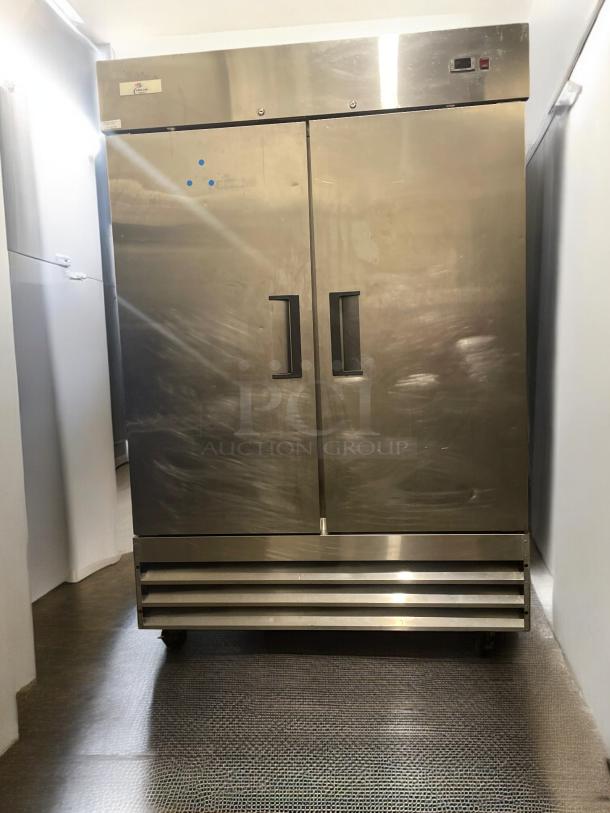 High-grade Cooler Depot XB54F-HC commercial refrigerator, stainless steel, dual doors, fully tested, 115V, excellent condition.