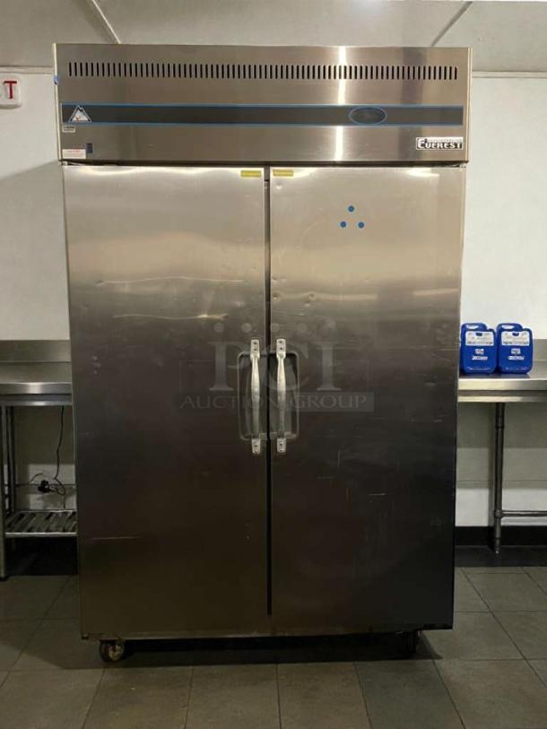Everest ESR Series commercial reach-in refrigerator, dual door, stainless steel, premium condition, 115V, tested.