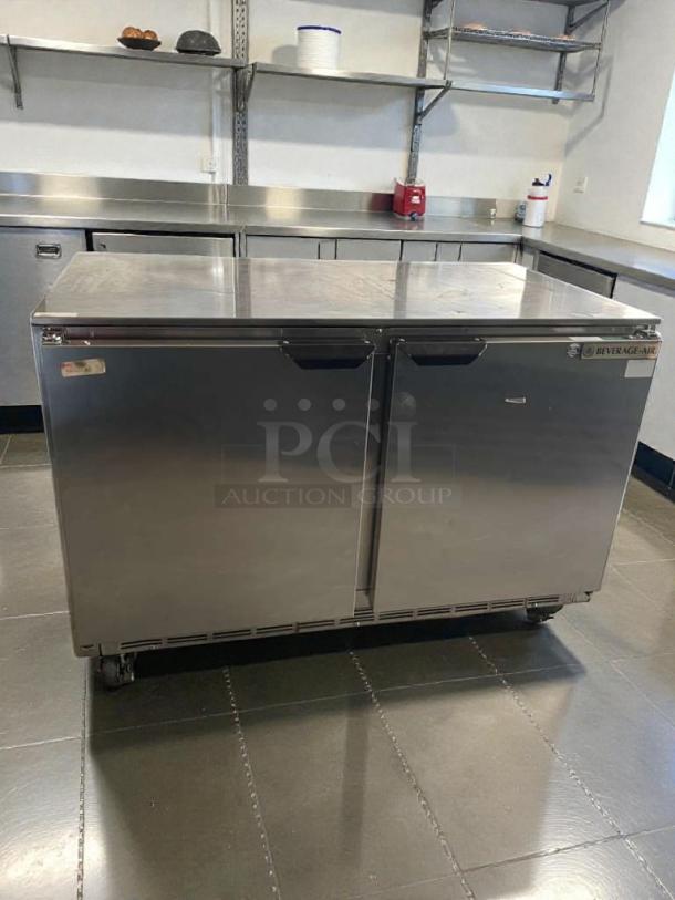 Immaculate Beverage-Air UCR48A-23 undercounter refrigerator, 115V, dual-door, stainless steel, commercial use, tested working.