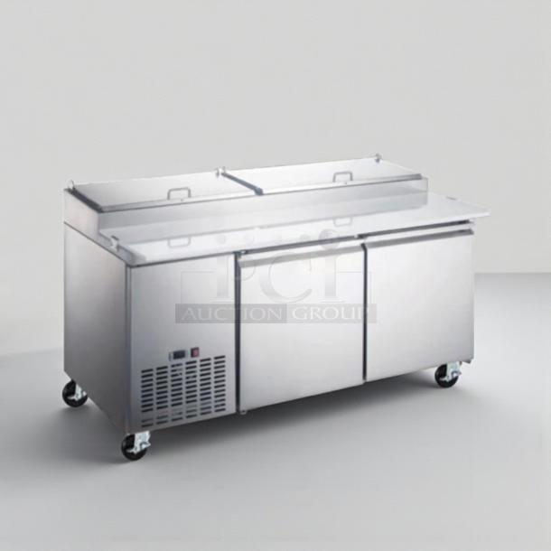 Kintera KRR70X refrigerated prep table in high-grade condition, 115V, single phase, fully tested and working, stainless steel finish.