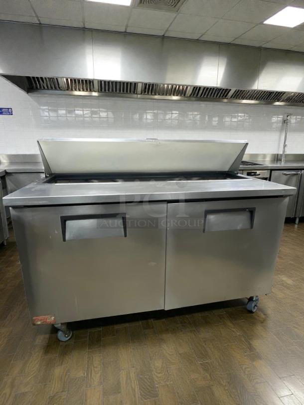 True TSSU-60-16 commercial prep refrigerator in outstanding condition, stainless steel, 115V, fully tested, on casters.
