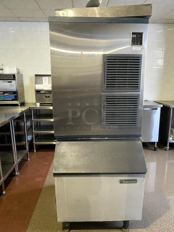 Scotsman BLMI-850A commercial ice maker, high-grade condition, stainless steel, fully tested, 115V, single phase, front vents.