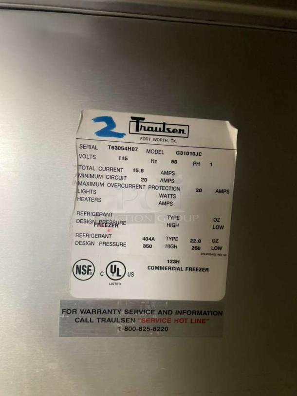 Traulsen G31010JC 3-door commercial freezer, outstanding condition, 115V/single phase, fully tested, UL certified.