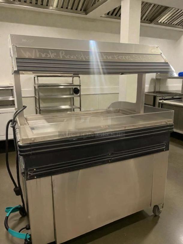 BK Mauldin MM-4A heated serving station in premium condition, stainless steel, 120V, fully tested, with canopy and labels.