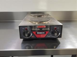 Nemco 6310-3-240 commercial electric hot plate with dual burners, 240V. "Caution Hot" label. Excellent condition, Hicksville, Ohio.