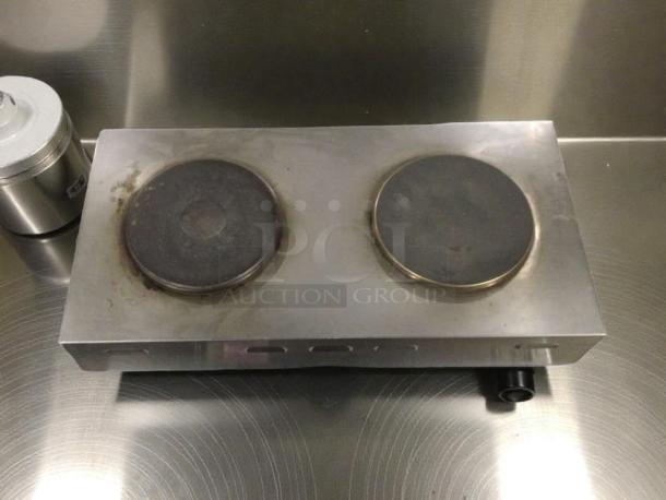 Nemco 6310-3-240 electric hot plate, stainless steel, dual burners, excellent condition, 240V, fully tested.