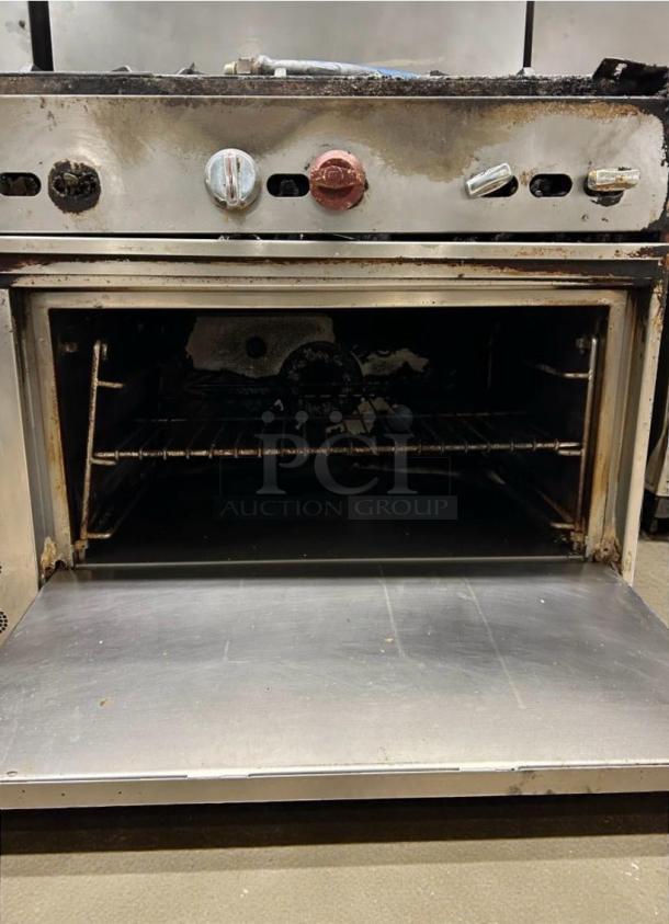 Immaculate Jade Range 36" commercial gas oven, natural gas, fully tested, stainless steel knobs, durable interior, USA-made.