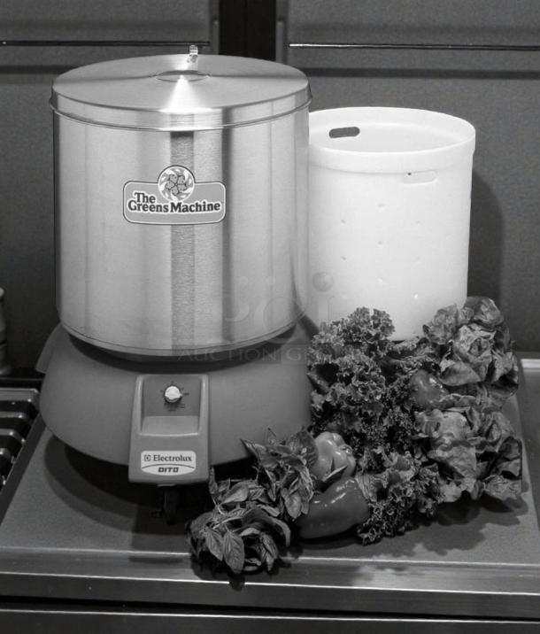 Electrolux Dito VP-1 “The Greens Machine” commercial vegetable dryer, stainless steel, pristine condition, 115V, label visible.