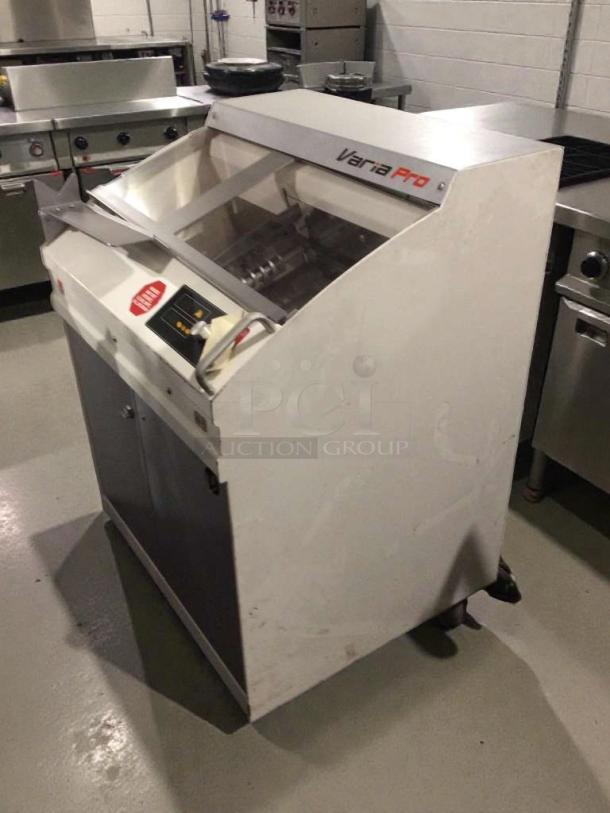 JAC Varia Pro VPL 800 bread slicer, 230V/3 Phase, excellent condition, fully tested, visible safety and operation labels.