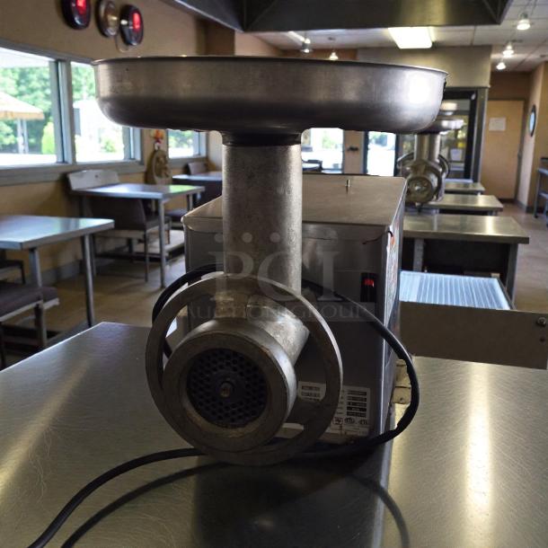 Outstanding condition Pro-Cut KG-12FS commercial meat grinder, 115V, single phase, fully tested, silver finish.