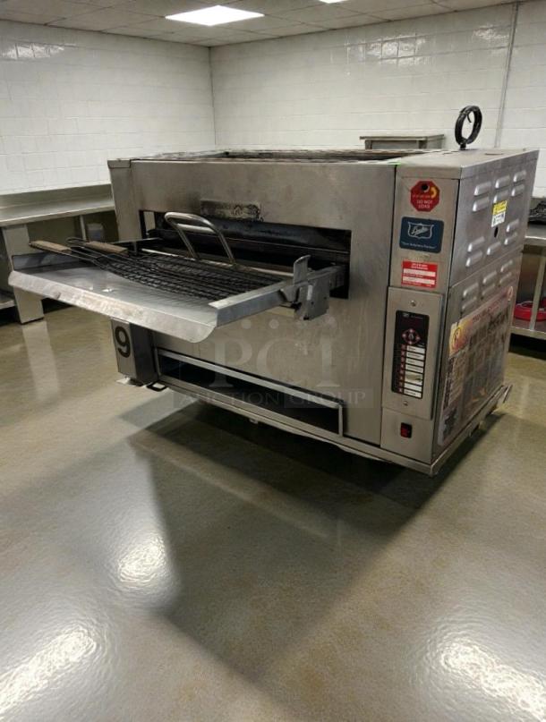 Duke Commercial Conveyor Broiler in premium condition, natural gas, fully tested; Model DUK-L-BRL-0227, stainless finish.
