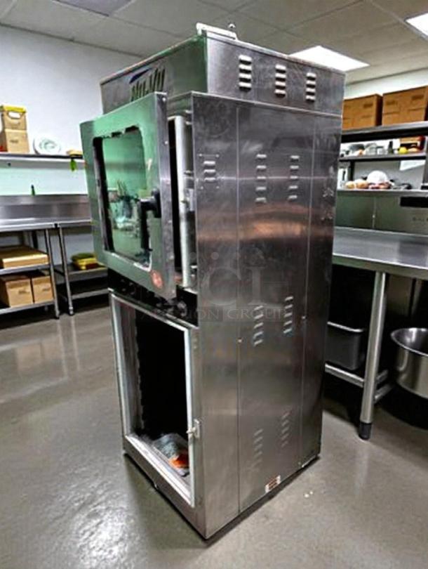 Nu-Vu OP-4/8M electric convection oven and proofer combo, stainless steel, exceptional condition, 208V single phase, tested.