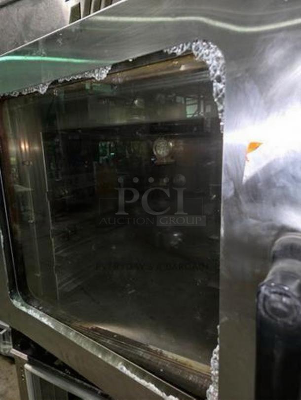 Nu-Vu OP-4/8M electric convection oven and proofer combo in stainless steel, exceptional condition, 208V single phase.