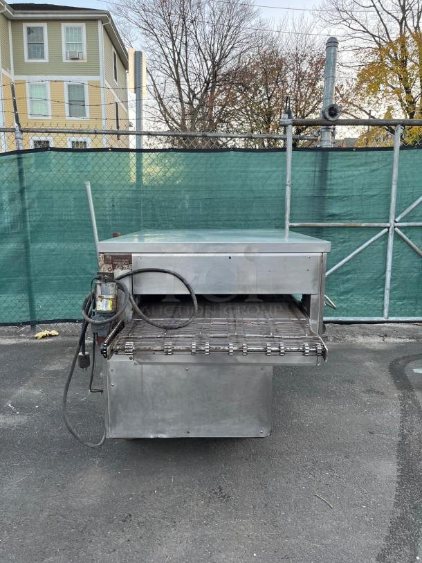 Middleby Marshall PS360G gas conveyor oven, used, stainless steel, for high-volume rapid cooking.