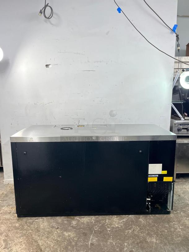 Micro Matic MDD68-E 69" draft beer cooler, black finish, two-section, glass rinser, for bars and restaurants.