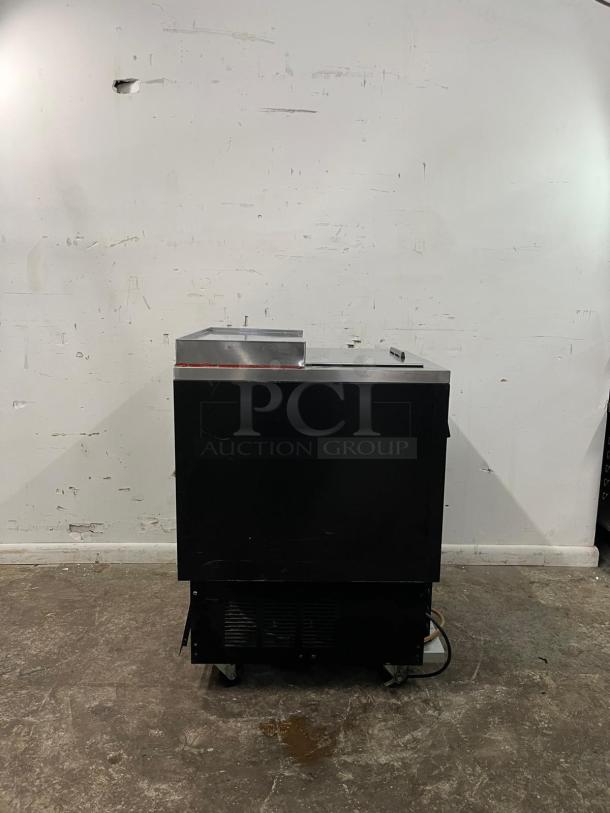 Beverage-Air GF24L-B glass froster, commercial grade, black finish, underbar model, used condition, with visible rear vent.