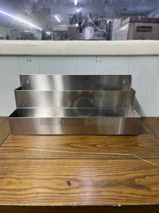 Brand new Winco SPR-22D Speed Rail Double 22, stainless steel, dual-level design, ideal for bar organization.