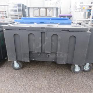 Arctic Super Mobile Beverage Cart, Model IRP-720, 50x31x36, on casters, black, with handles, for indoor/outdoor use.