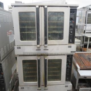 Elite natural gas double convection oven, model EDCO-NG, with 10 racks on casters. Dimensions 38x30.5x65.5. Used condition.