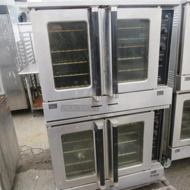 Elite Double Convection Oven, Model EDCO-NG, natural gas, includes 10 racks, casters need reattachment, 38x30.5x65.5 inches.