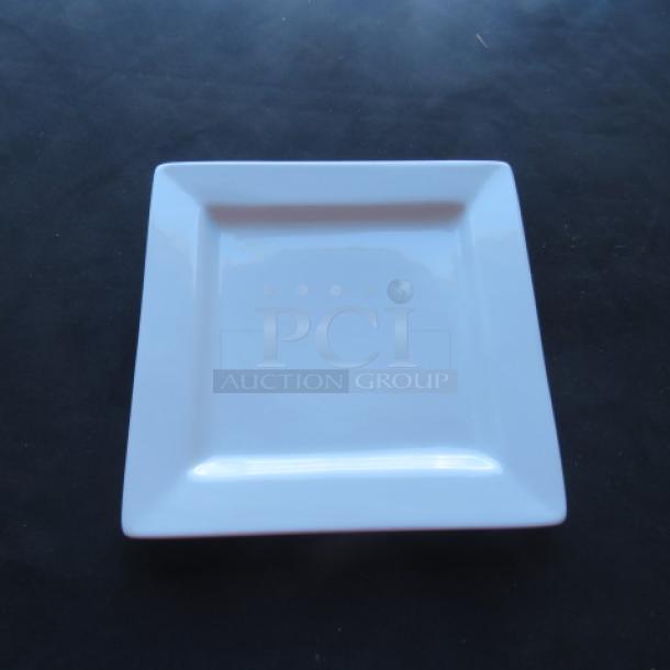 9 Inch World white square plate, Model SL9, in excellent condition. Clean lines, glossy finish.
