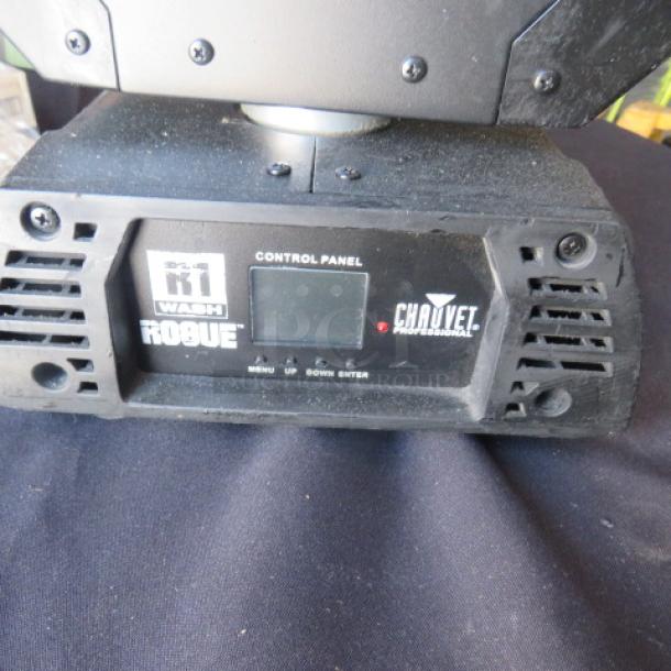Chauvet R1 Wash Rouge LED moving head stage light, control panel visible, 120V, black, good condition.