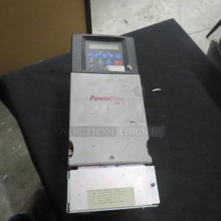 Allen-Bradley Powerflex 400 Fan and Pump Drive, model Powerflex 400, with visible control panel and logo, used condition.