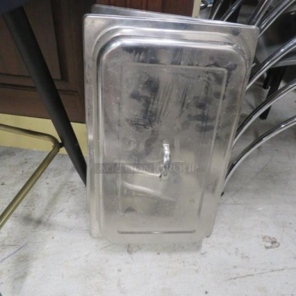 Stainless steel full-size chafer lid with handle, 2XBID model, in good condition. Ideal for catering use.