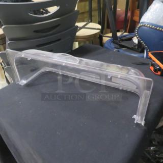 Full size acrylic roll top lid, clear, in excellent condition, ideal for buffet use. No visible markings or labels.