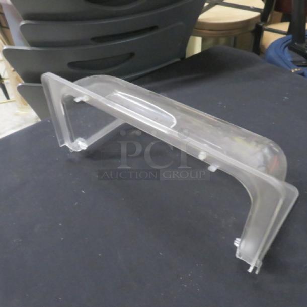 One half size acrylic roll top lid, transparent design, compact, sleek, in good condition, suitable for food display.
