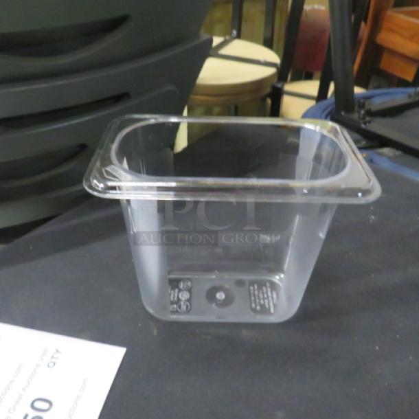 NEW Carlisle 1/9 Size 6 Inch Deep Food Storage Container, clear plastic, model 6XBID, ideal for kitchen use.
