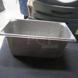1/3 size, 6-inch deep hotel pan, stainless steel, gently used condition, ideal for commercial kitchen use.