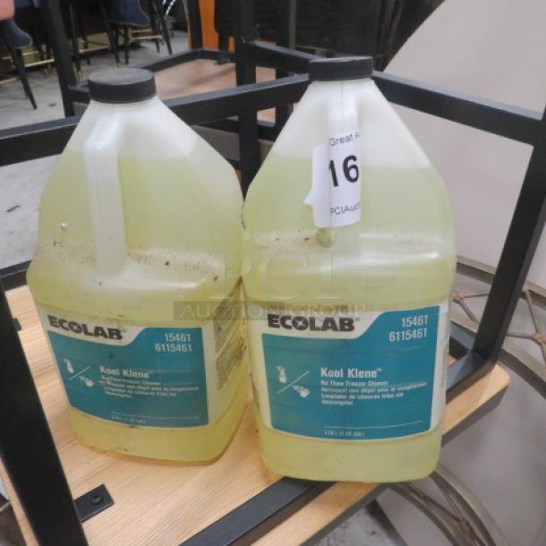 Two gallons of Ecolab Freezer Cleaner, model Kool Klene 15461, new condition, labels intact, ideal for industrial use.