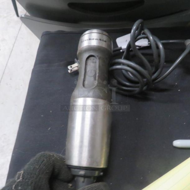 Kitchenaid Hand Blender KHB2571SX, stainless steel, used condition, with power cord, visible brand marking.