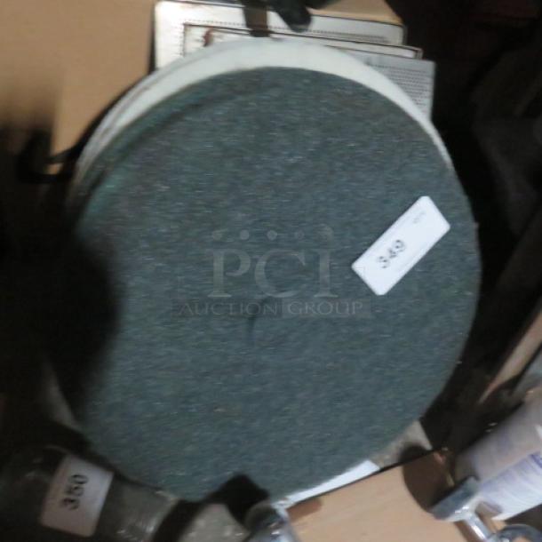 Assorted buffer pads, round, layered, dark gray surface, priced at $3.49, suitable for polishing and cleaning tasks.