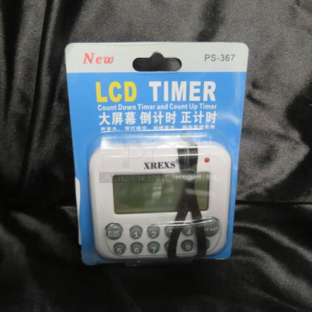 New LCD Timer #PS-367 in packaging, featuring a digital display and buttons for countdown and count-up functions.