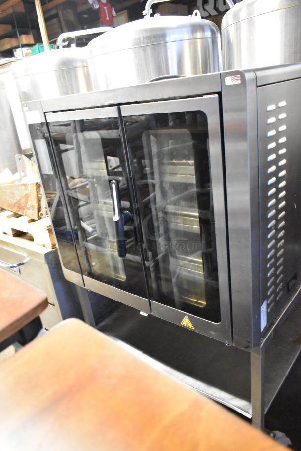 2020 Alto Shaam VMC-F4E stainless steel multi-cook oven on stand with casters, glass doors, electric, 208-240V.