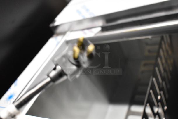 Beverage Air DD68HC-1-C-B kegerator interior, metal shelving visible. Power cord and plug shown; 115 volts, 1 phase. Brand new.