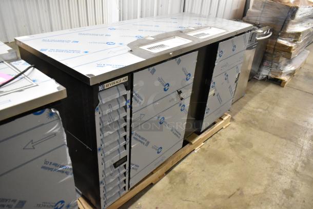 Brand new Beverage Air DD68HC-1-B-016 kegerator with double tap. 115V, 1 phase. Metal finish, scratch and dent.